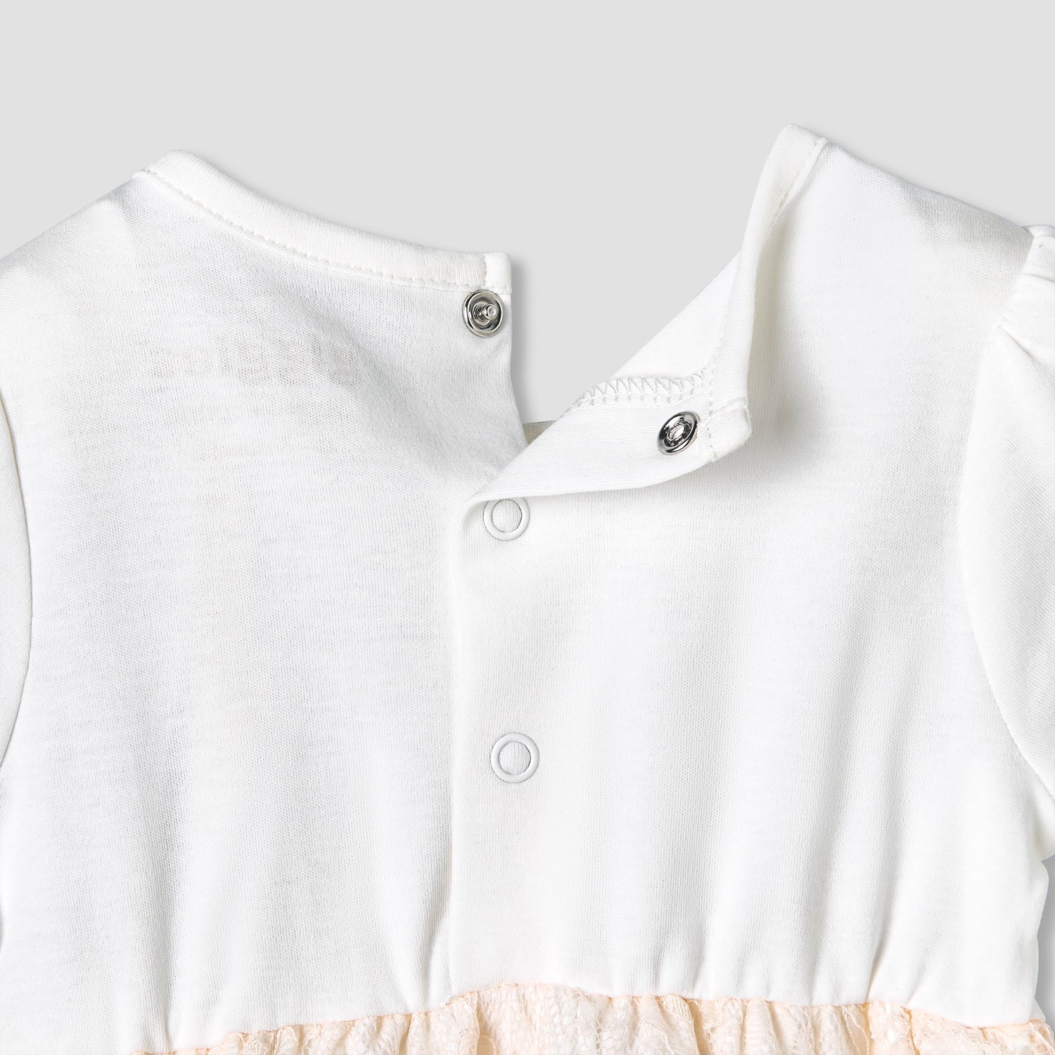 Giggles Round Neck Short Sleeves A-Line Dress with Lace Detail