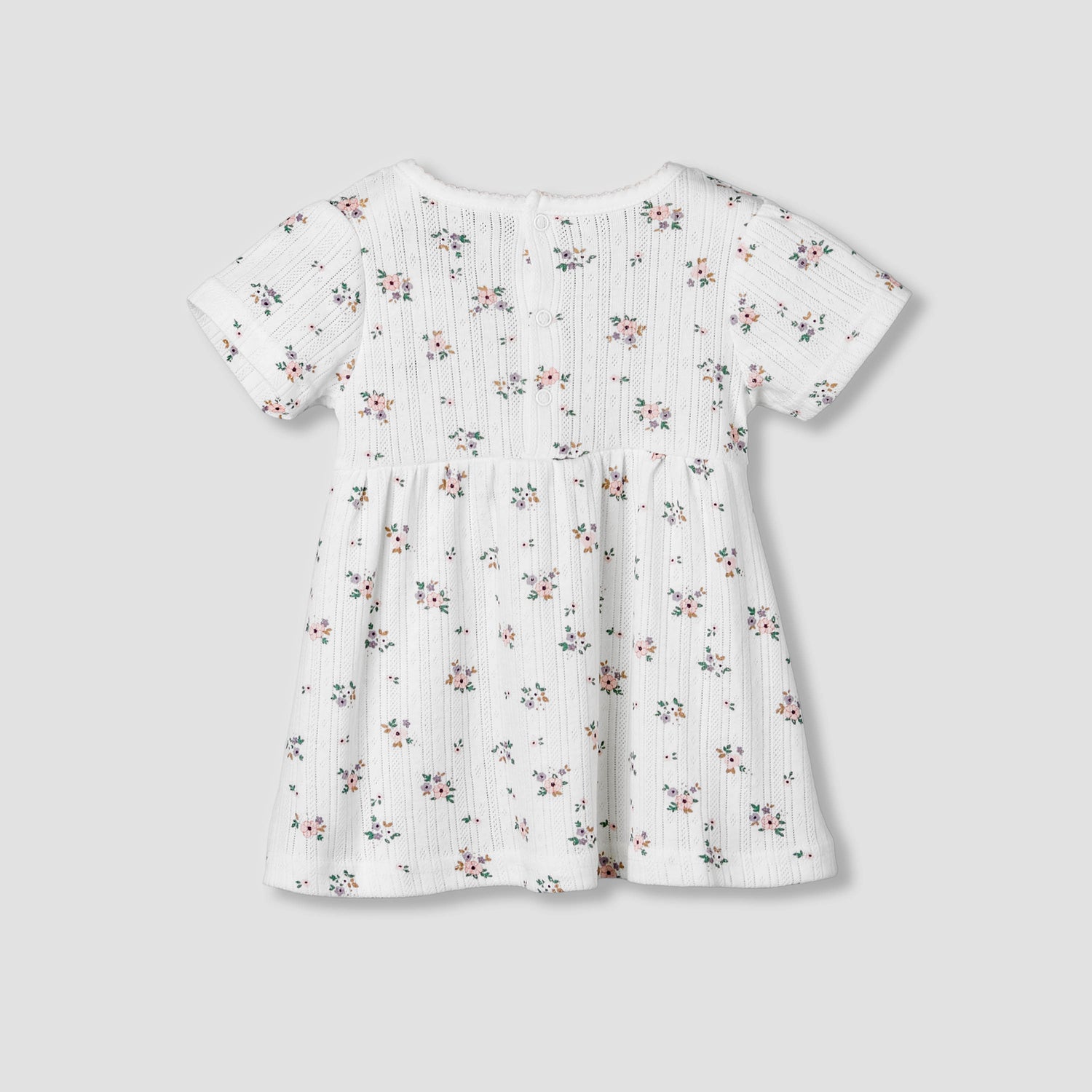 Juniors Round Neck Short Sleeves A-line Dress with Floral Print