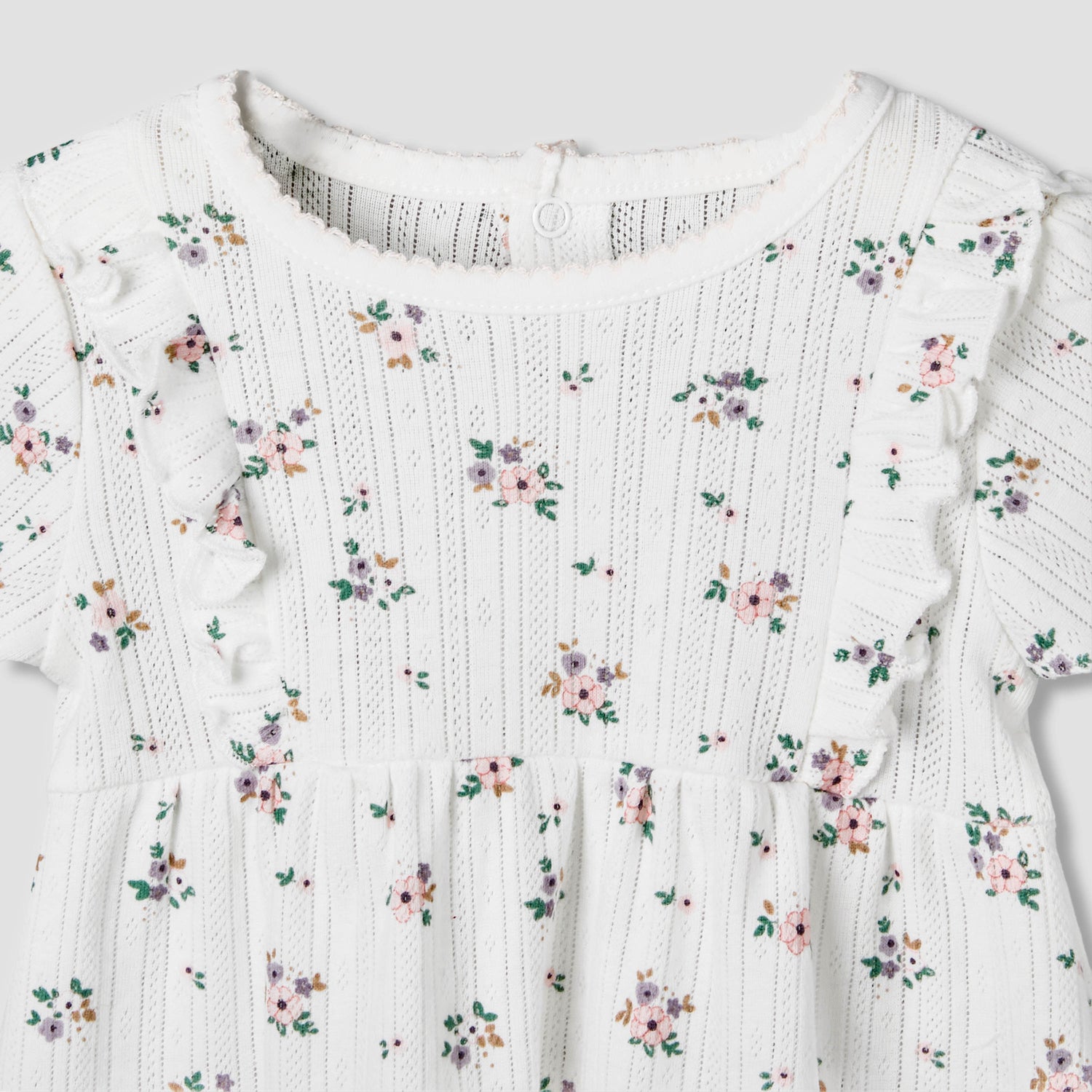 Juniors Round Neck Short Sleeves A-line Dress with Floral Print