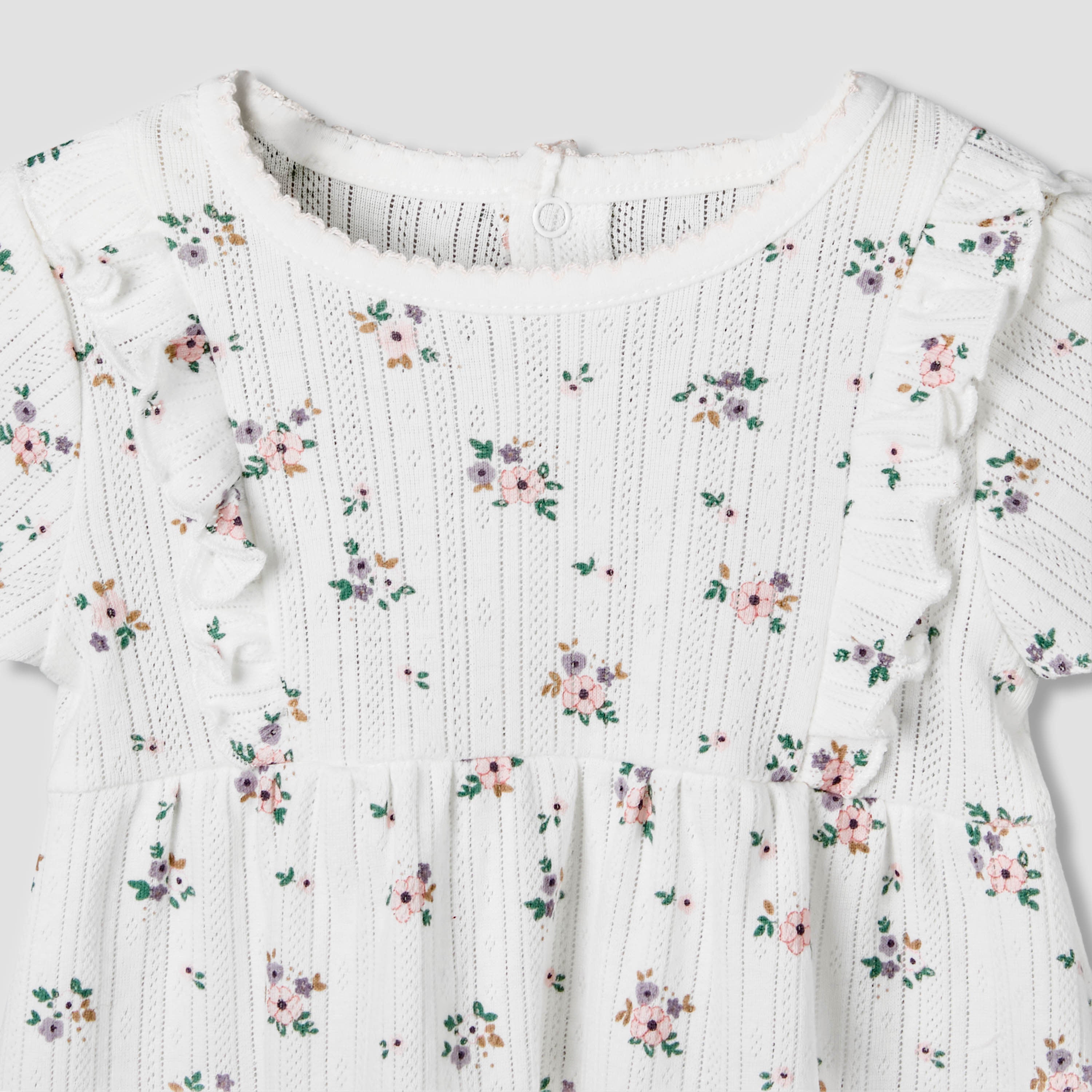 Juniors Round Neck Short Sleeves A-line Dress with Floral Print