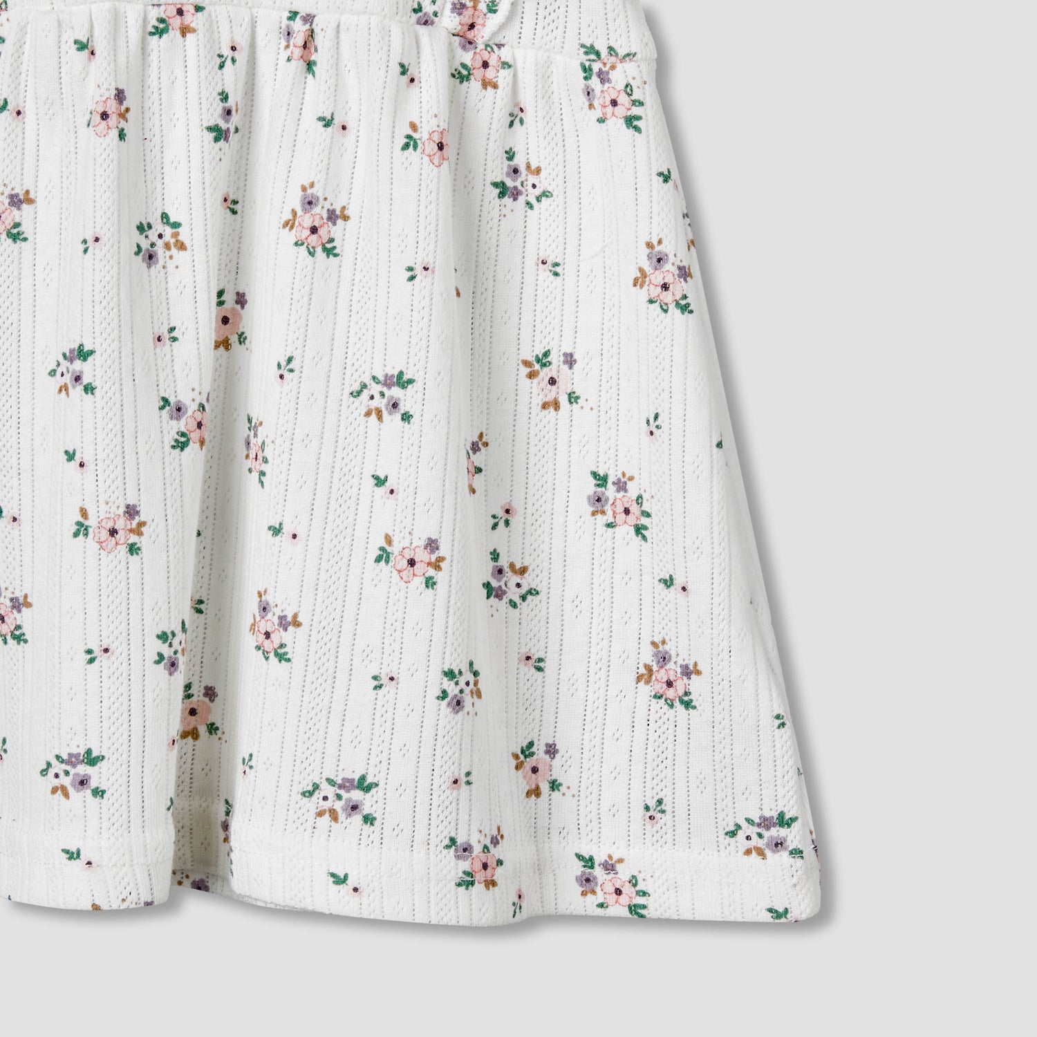Juniors Round Neck Short Sleeves A-line Dress with Floral Print