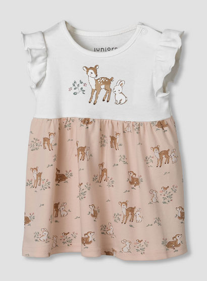 Juniors Round Neck Short Ruffle Sleeves A-line Dress with Print-baby-girls-clothing-dressesandjumpsuits-image-2
