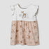 Juniors Round Neck Short Ruffle Sleeves A-line Dress with Print - Pink / 12-18 mths