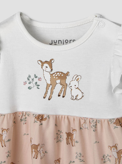 Juniors Round Neck Short Ruffle Sleeves A-line Dress with Print-baby-girls-clothing-dressesandjumpsuits-image-4