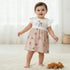 Juniors Round Neck Short Ruffle Sleeves A-line Dress with Print - Pink / 12-18 mths