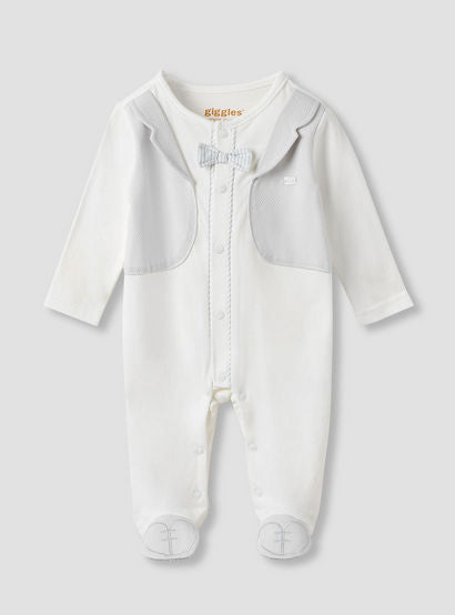 Giggles Bow Detail Sleepsuit with Long Sleeves-baby-boys-clothing-nightwear-sleepsuits-image-1