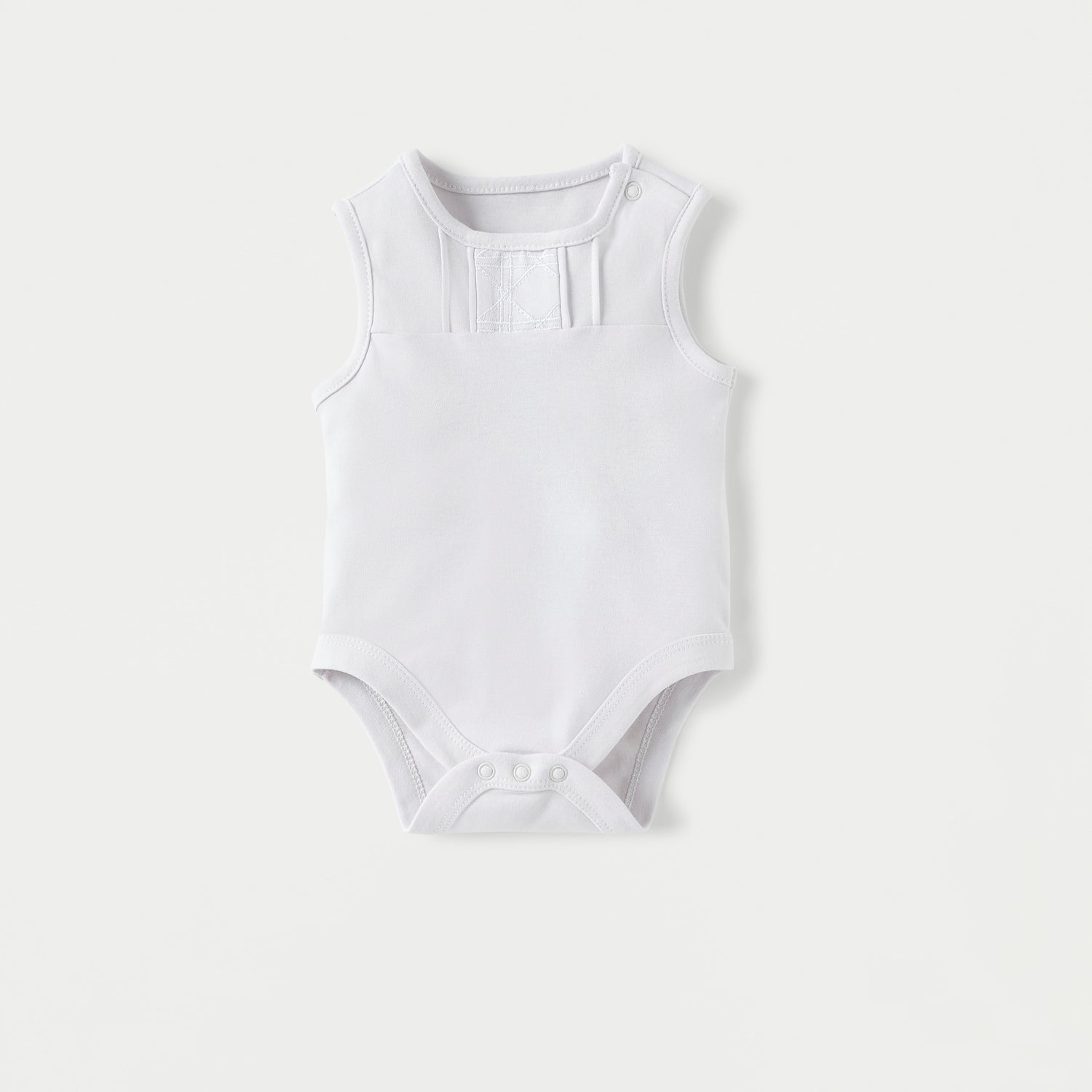 Giggles Textured Sleeveless Bodysuit with Button Closure - White / 12-18 mths