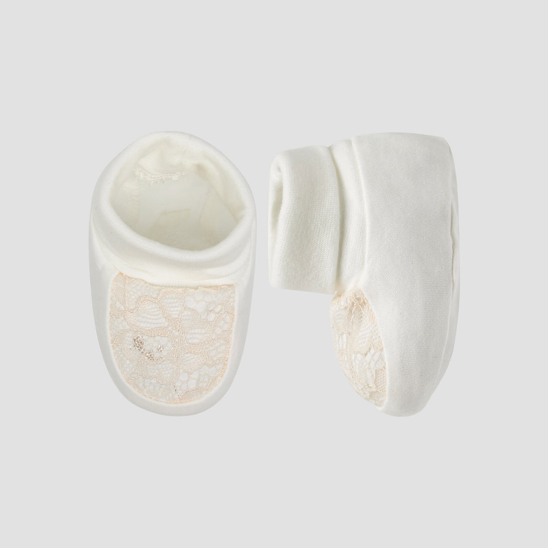 Giggles Booties with Lace Detail - Cream / 0-6 mths