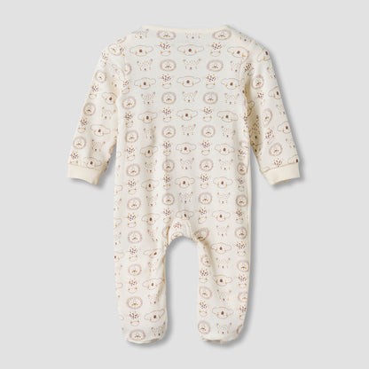 Juniors Cotton Round Neck Long Sleeves Sleepsuit with Snap Button Closure
