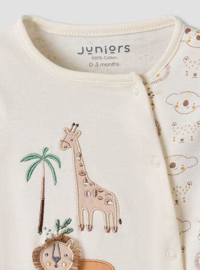 Juniors Cotton Round Neck Long Sleeves Sleepsuit with Snap Button Closure-baby-boys-clothing-nightwear-sleepsuits-image-3