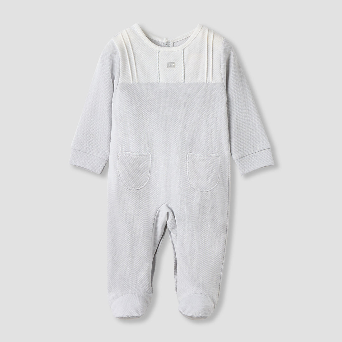 Giggles Textured Sleepsuit with Long Sleeves and Pockets