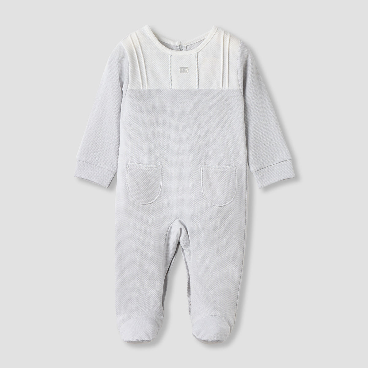 Giggles Textured Sleepsuit with Long Sleeves and Pockets