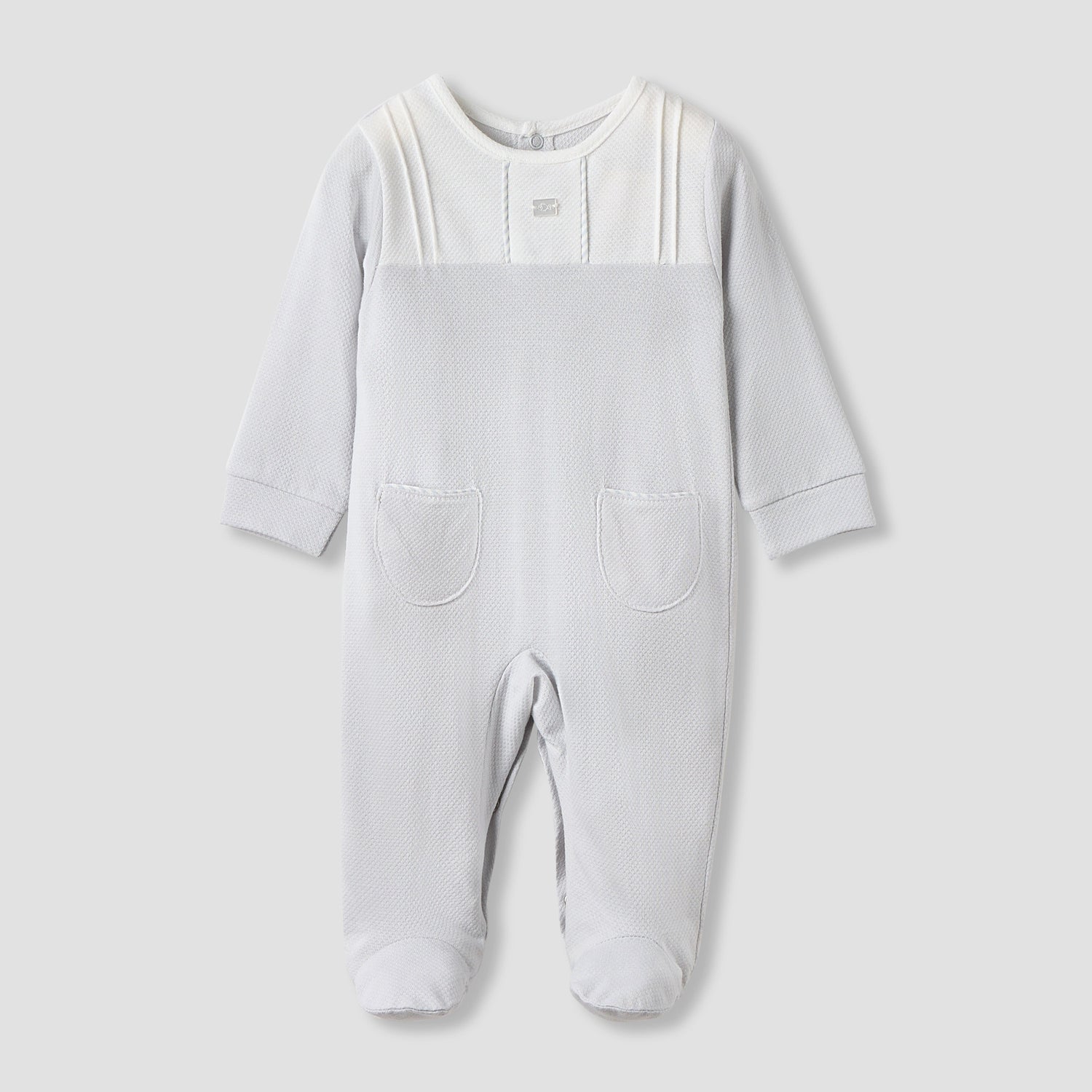 Giggles Textured Sleepsuit with Long Sleeves and Pockets - Grey / 9-12 mths