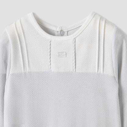 Giggles Textured Sleepsuit with Long Sleeves and Pockets