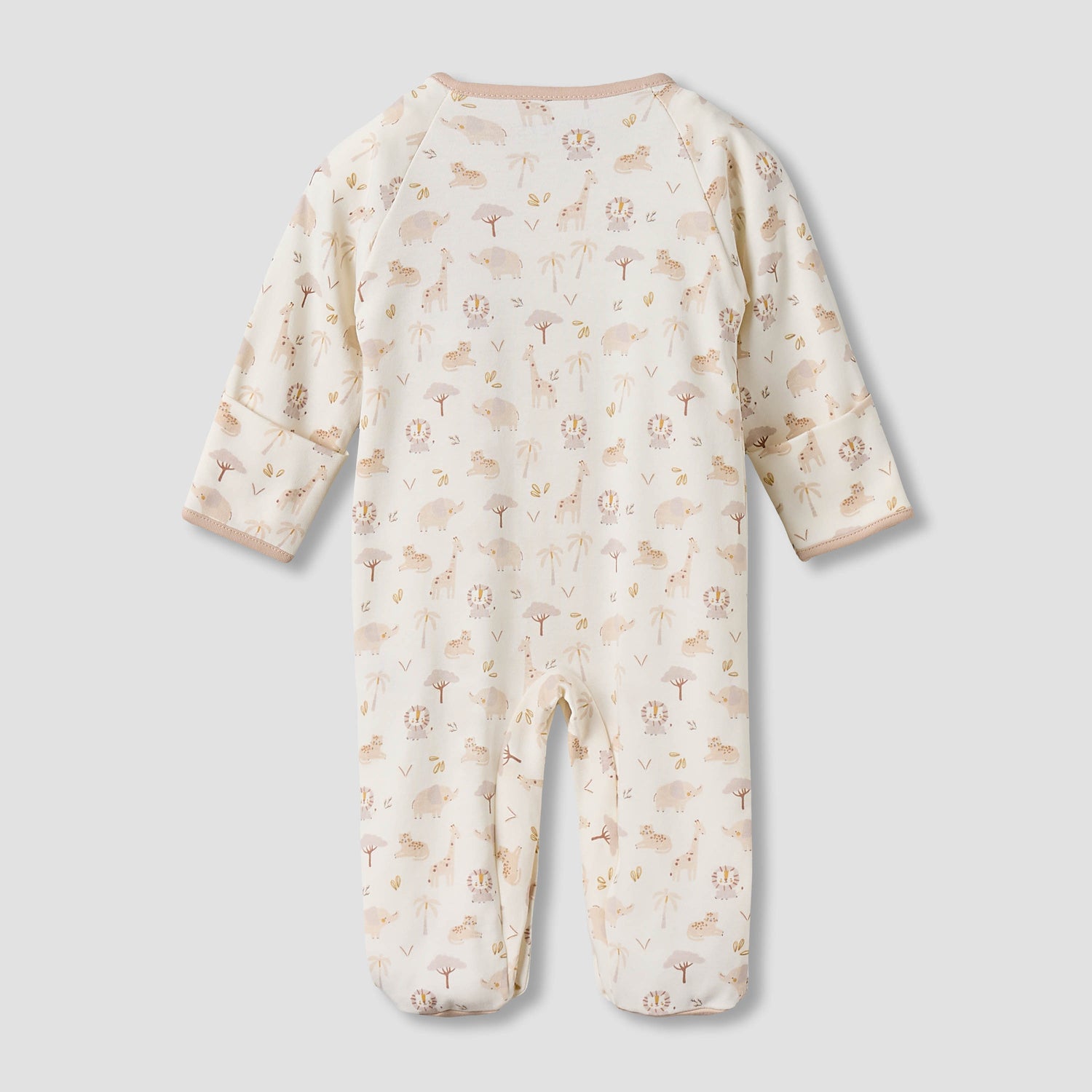 Juniors Cotton Round Neck Long Sleeves Sleepsuit with Safari Print
