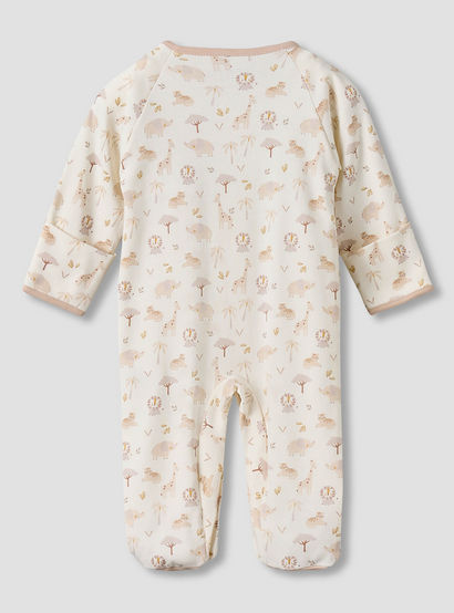 Juniors Cotton Round Neck Long Sleeves Sleepsuit with Safari Print-baby-boys-clothing-nightwear-sleepsuits-image-3
