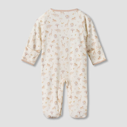 Juniors Cotton Round Neck Long Sleeves Sleepsuit with Safari Print