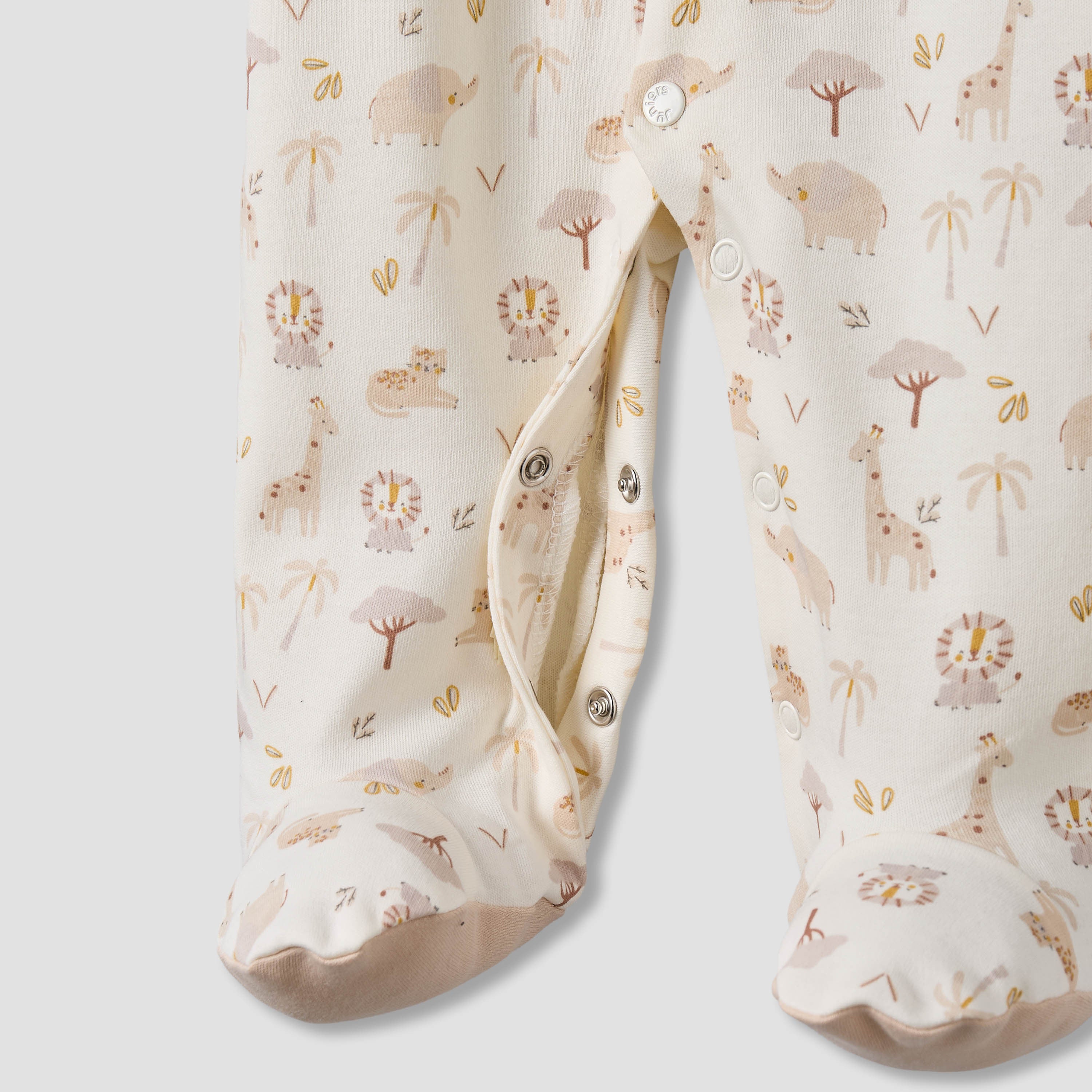 Juniors Cotton Round Neck Long Sleeves Sleepsuit with Safari Print