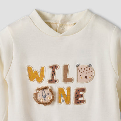 Juniors Cotton Collared Long Sleeves Sleepsuit with Snap Button Closure