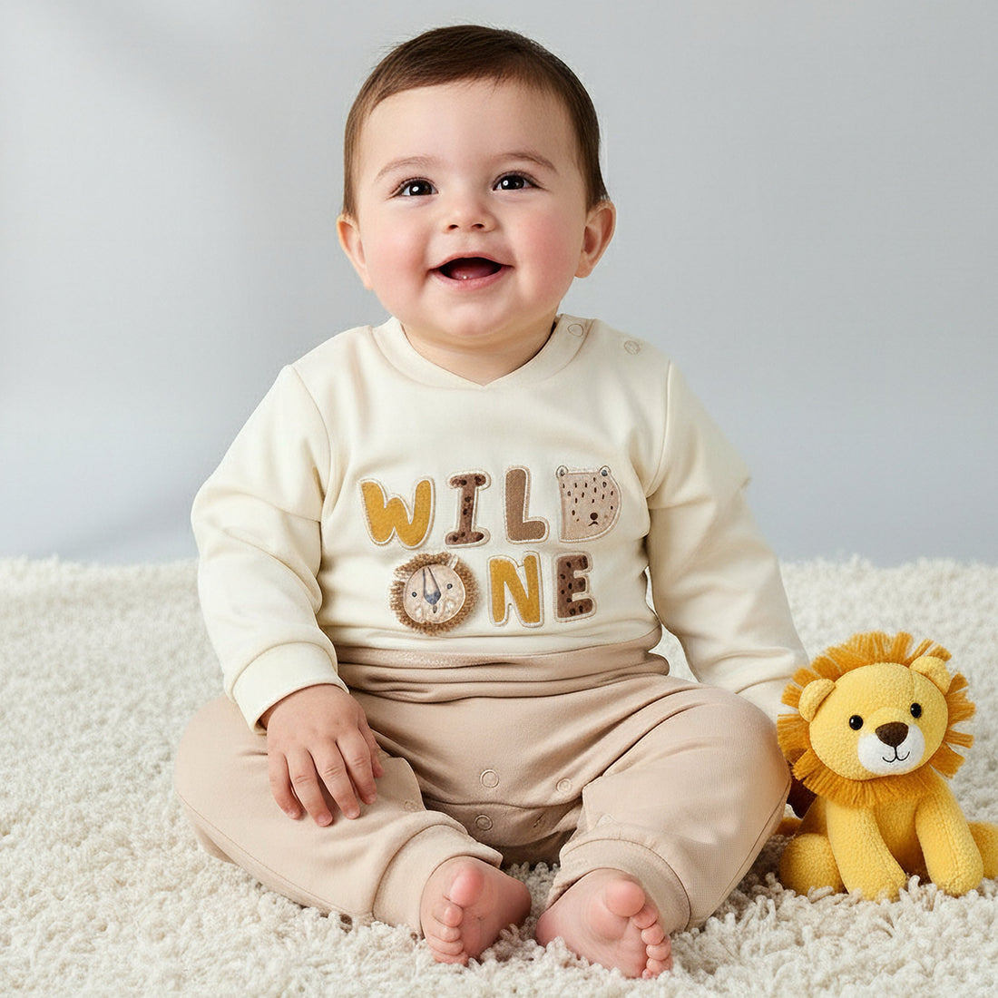 Juniors Cotton Collared Long Sleeves Sleepsuit with Snap Button Closure - 12-18 MTHS
