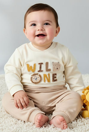Juniors Cotton Collared Long Sleeves Sleepsuit with Snap Button Closure