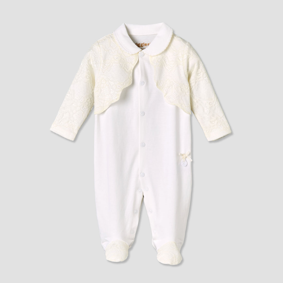 Giggles Peter Pan Collar Long Sleeves Sleepsuit with Lace Bolero Jacket Detail