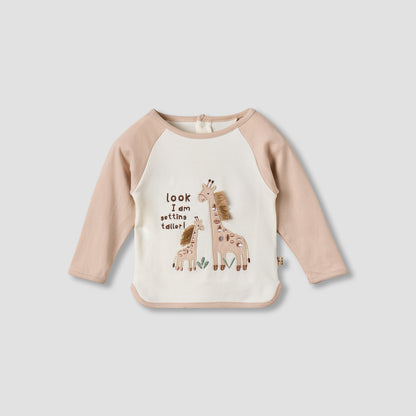 Juniors Cotton Long Sleeves Pyjama Set with Giraffe Applique
