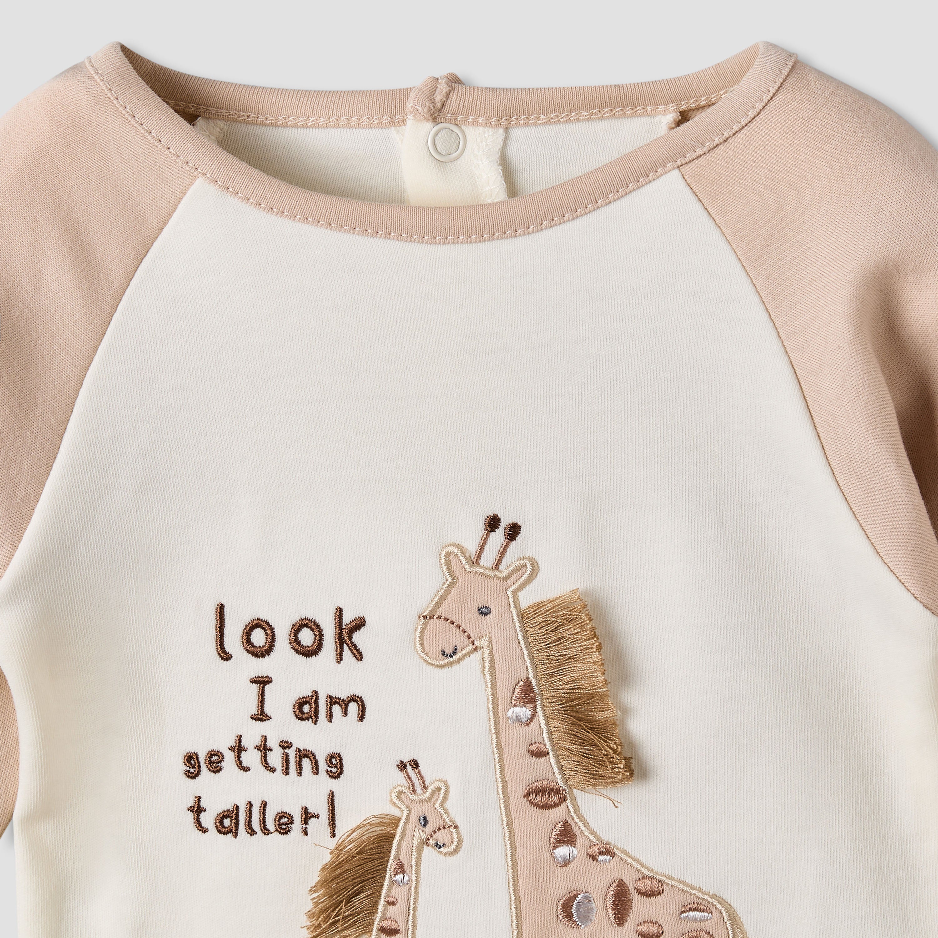 Juniors Cotton Long Sleeves Pyjama Set with Giraffe Applique