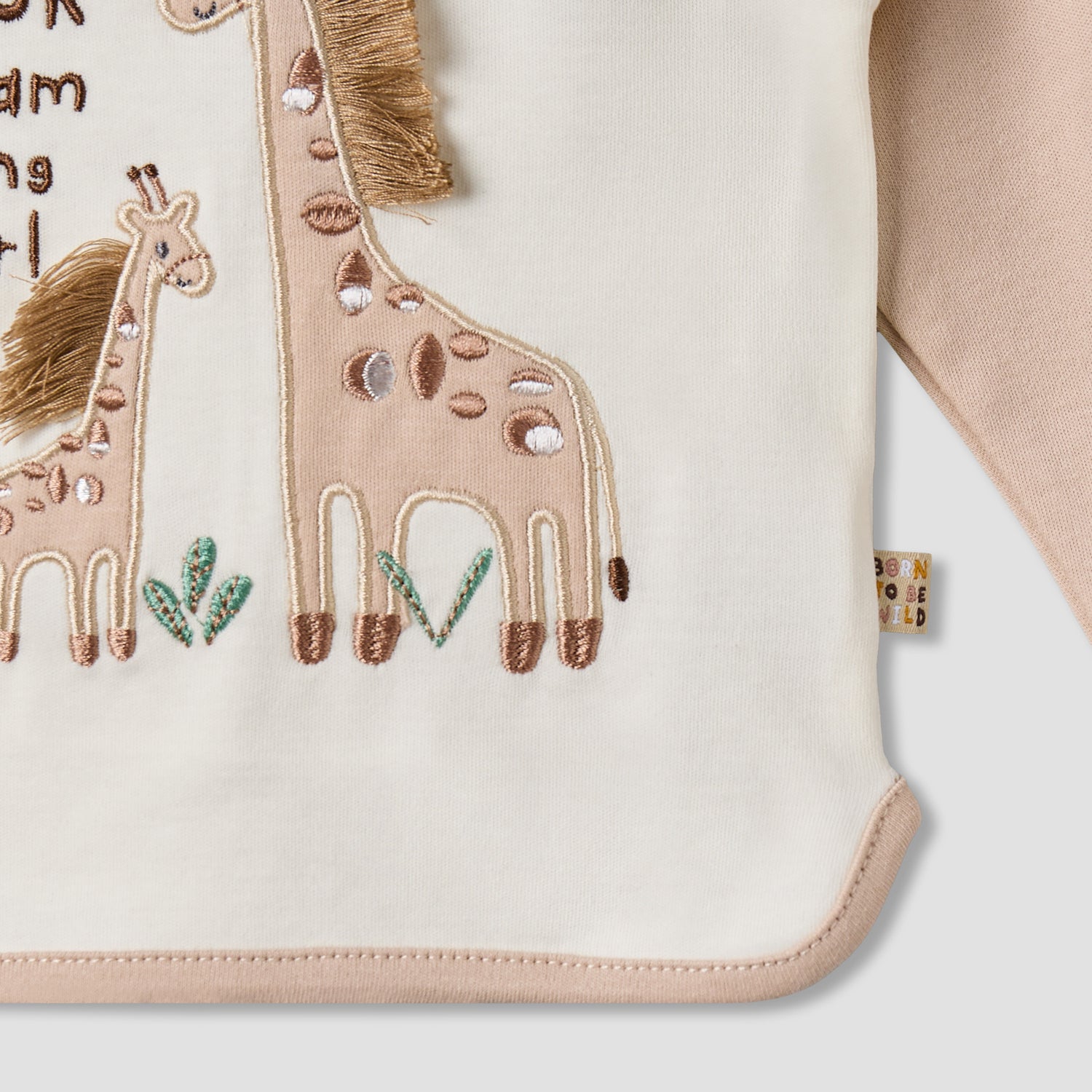 Juniors Cotton Long Sleeves Pyjama Set with Giraffe Applique