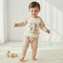 Juniors Cotton Long Sleeves Pyjama Set with Giraffe Applique - Beige / 12-18 mths