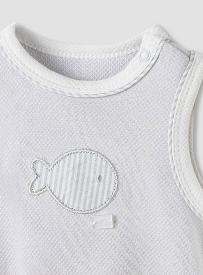 Giggles Fish Applique Sleeveless Bodysuit with Button Closure-baby-boys-clothing-bodysuits-image-3