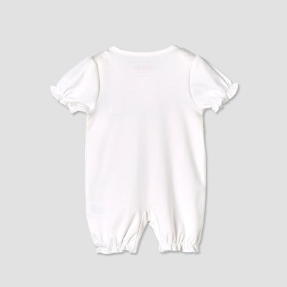Giggles Round Neck Short Sleeves Romper with Lace Detail