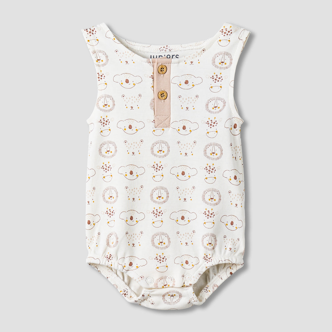 Juniors Round Neck Sleeveless Bodysuit with Snap Button Closure - White / 12-18 mths