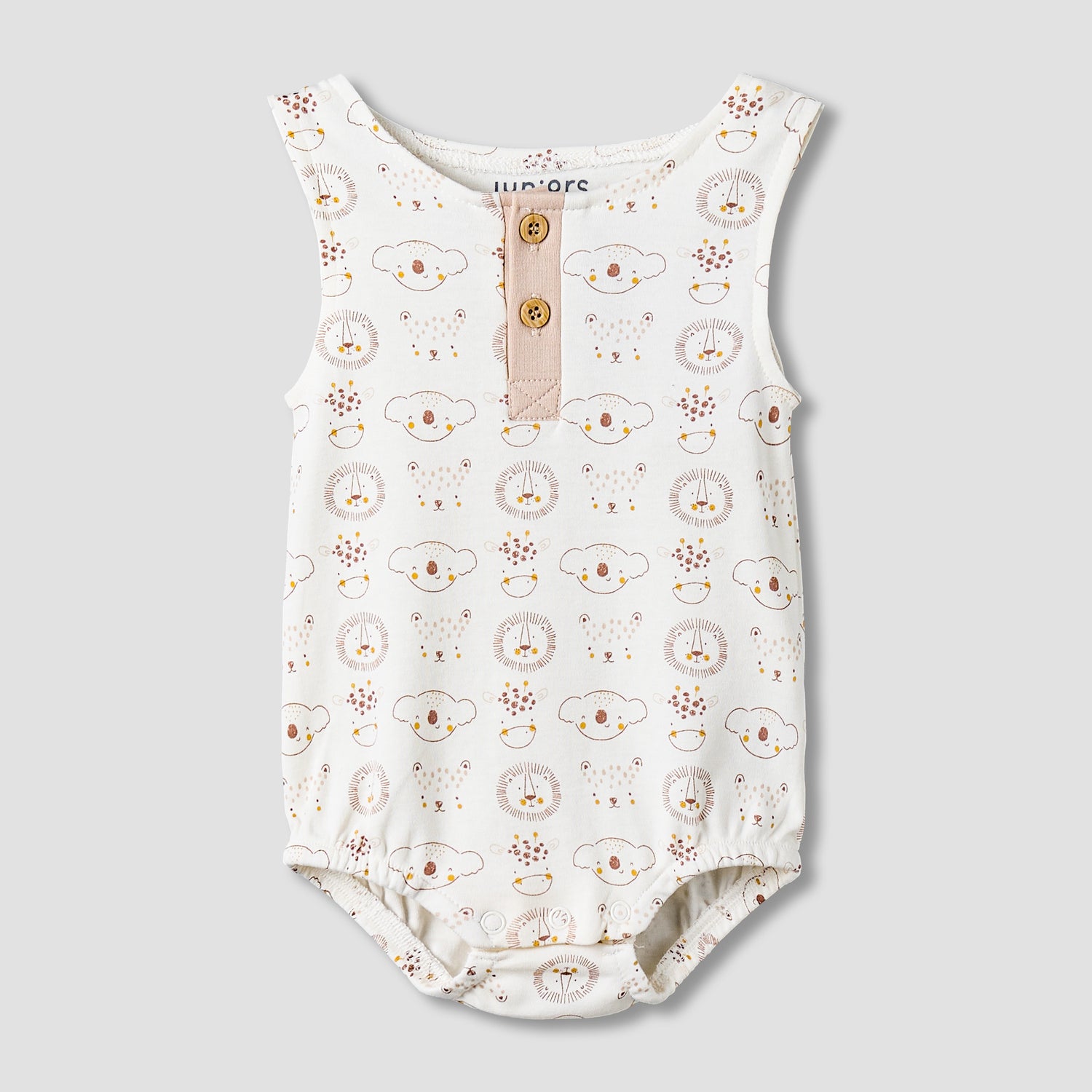 Juniors Round Neck Sleeveless Bodysuit with Snap Button Closure - White / 12-18 mths