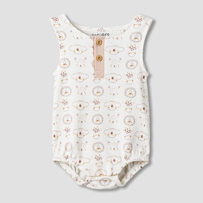 Juniors Round Neck Sleeveless Bodysuit with Snap Button Closure - White / 12-18 mths