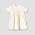 Giggles Peter Pan Collar Short Sleeves A-line Dress with Lace Detail - Cream / 12-18 mths