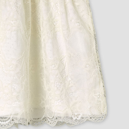 Giggles Peter Pan Collar Short Sleeves A-line Dress with Lace Detail