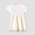 Giggles Round Neck Short Sleeves A-line Dress with Lace Detail - Cream / 12-18 mths