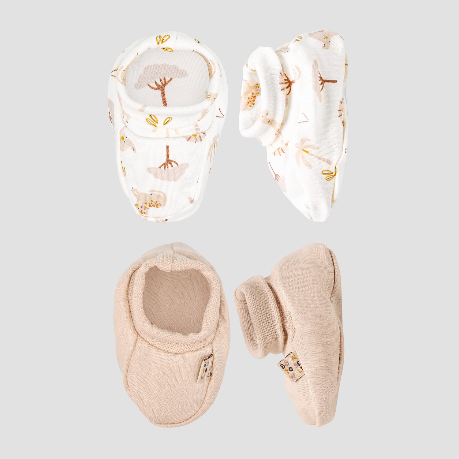 Pack of 2 Juniors Booties with Assorted Design - White / 0-6 mths