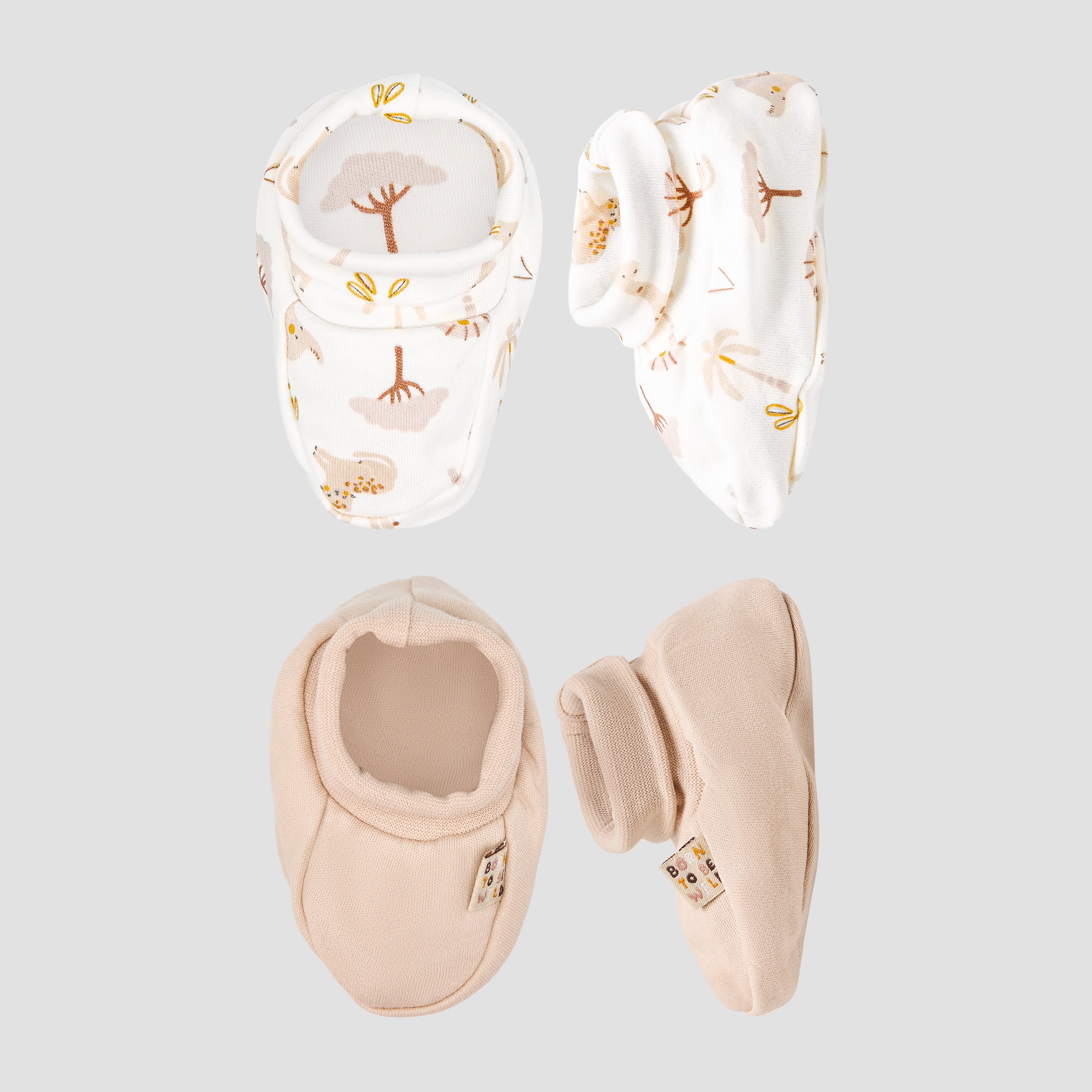 Pack of 2 Juniors Booties with Assorted Design - White / 0-6 mths