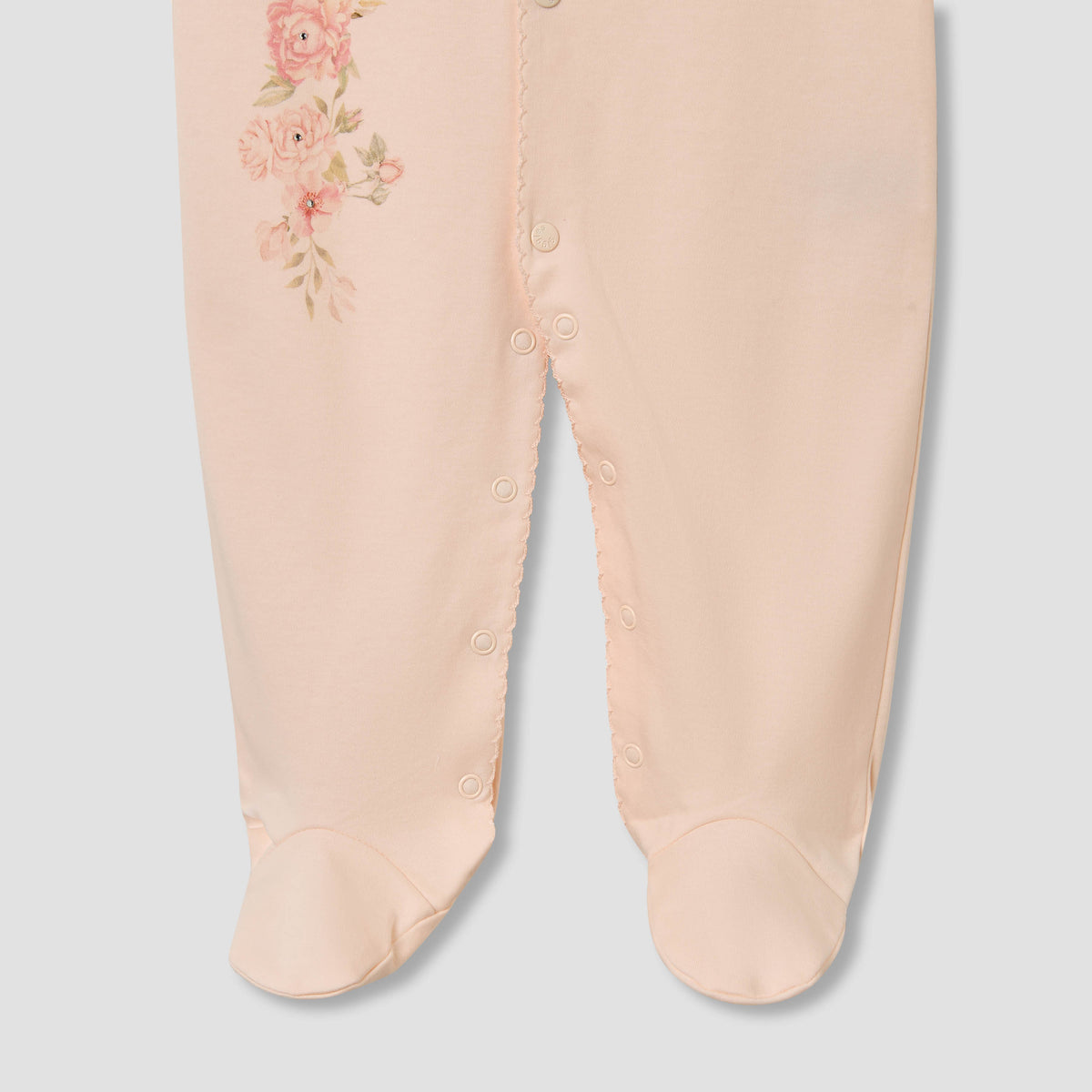 Giggles Floral Print Sleepsuit with Ruffle Detail