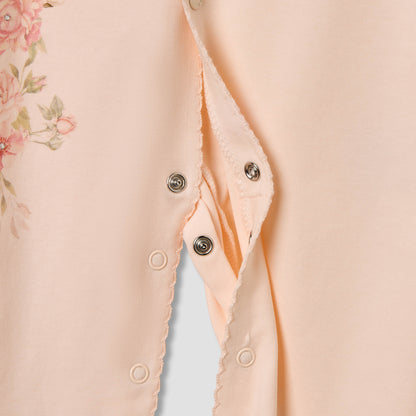 Giggles Floral Print Sleepsuit with Ruffle Detail