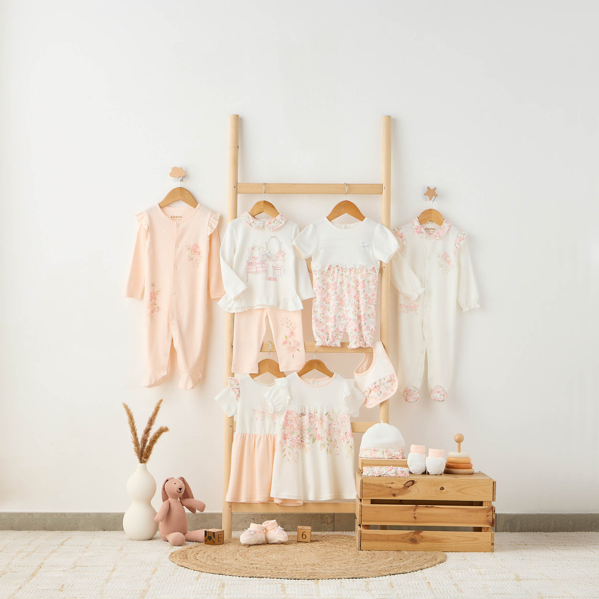 Giggles Floral Print Sleepsuit with Ruffle Detail