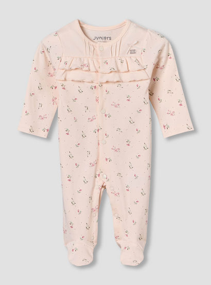 Juniors Cotton Round Neck Long Sleeves Sleepsuit with Floral Print-baby-girls-clothing-nightwear-sleepsuits-image-2