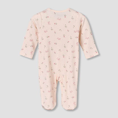 Juniors Cotton Round Neck Long Sleeves Sleepsuit with Floral Print