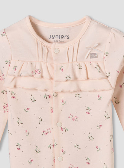 Juniors Cotton Round Neck Long Sleeves Sleepsuit with Floral Print-baby-girls-clothing-nightwear-sleepsuits-image-4