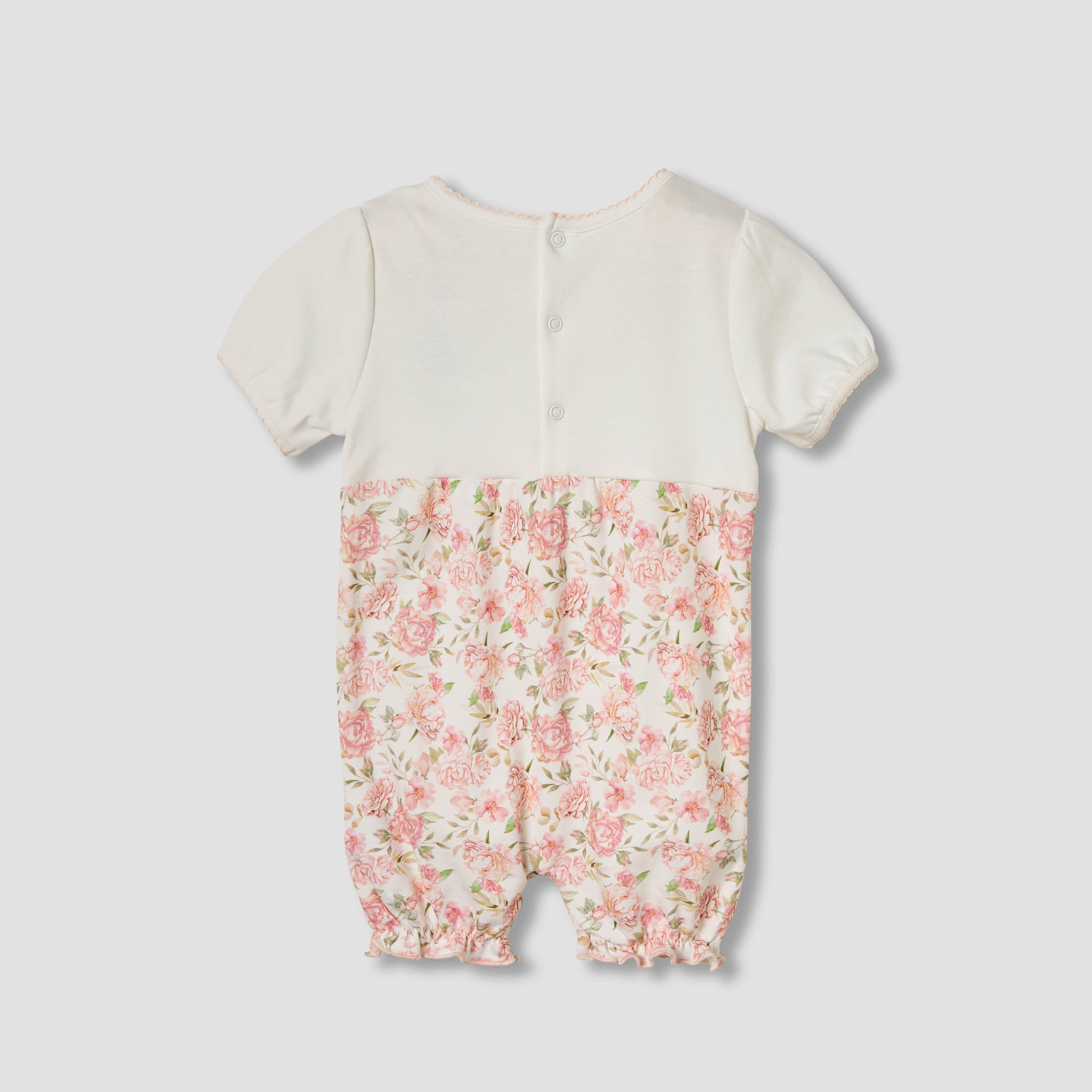 Giggles Floral Print Romper with Short Sleeves