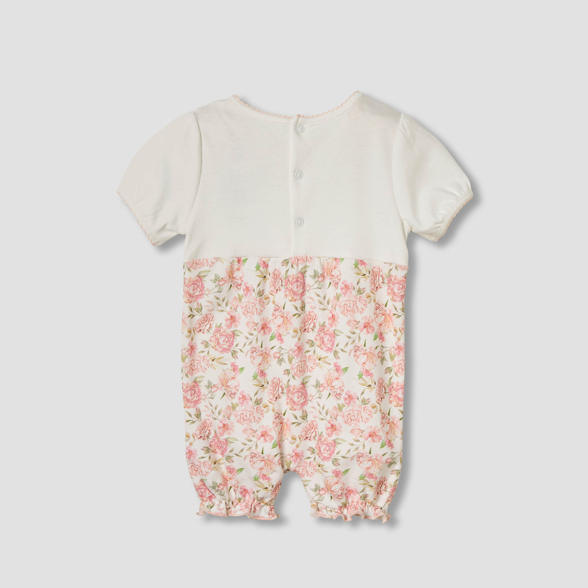Giggles Floral Print Romper with Short Sleeves