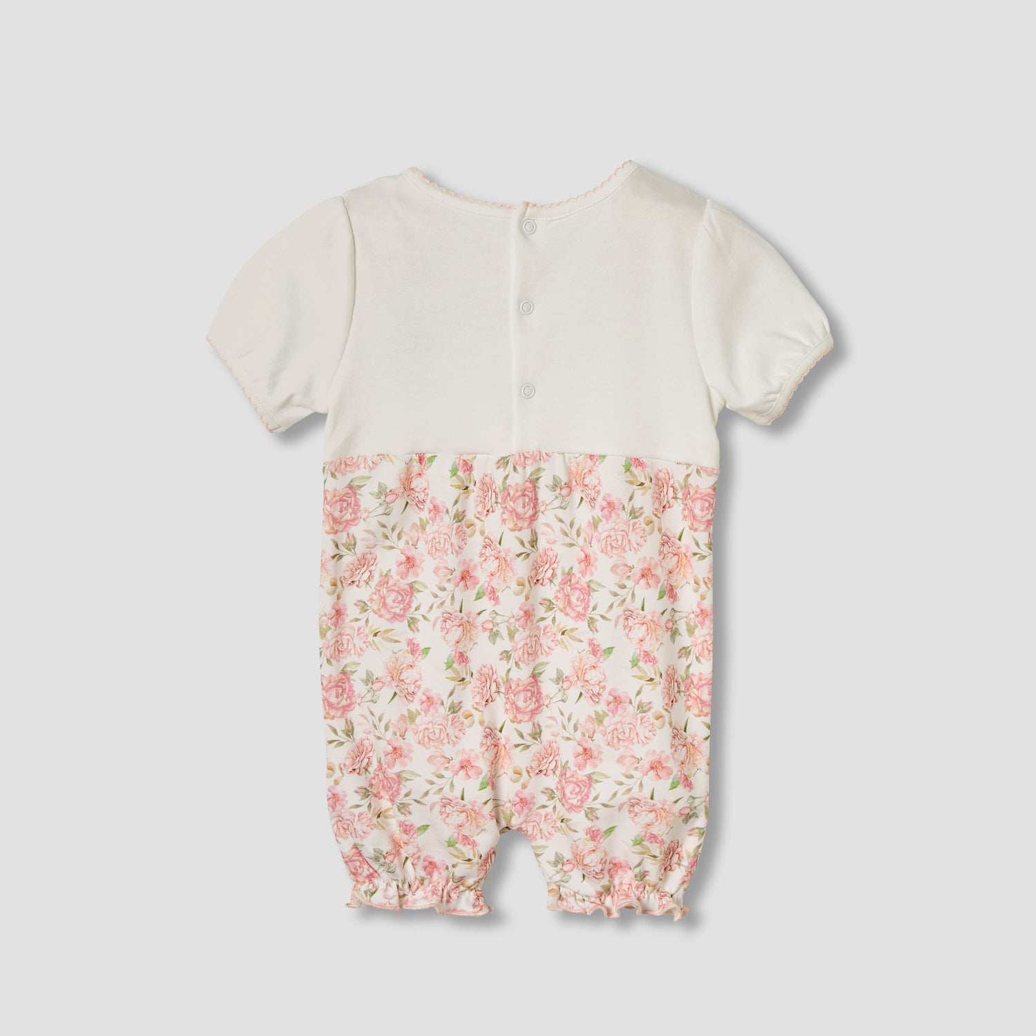 Giggles Floral Print Romper with Short Sleeves
