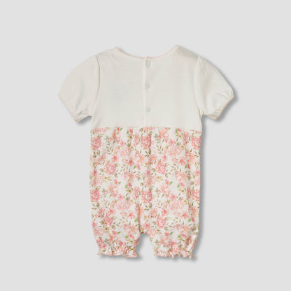 Giggles Floral Print Romper with Short Sleeves